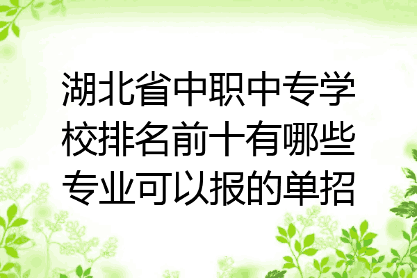 湖北省中职中专学校排名前十有哪些专业可以报的单招