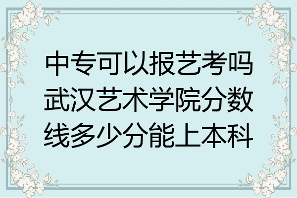 中专可以报艺考吗武汉艺术学院分数线多少分能上本科