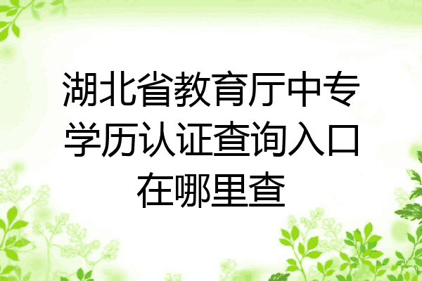 湖北省教育厅中专学历认证查询入口在哪里查
