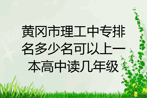 黄冈市理工中专排名多少名可以上一本高中读几年级