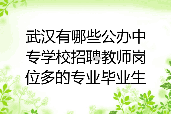 武汉有哪些公办中专学校招聘教师岗位多的专业毕业生