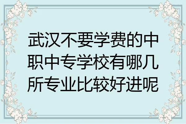 武汉不要学费的中职中专学校有哪几所专业比较好进呢