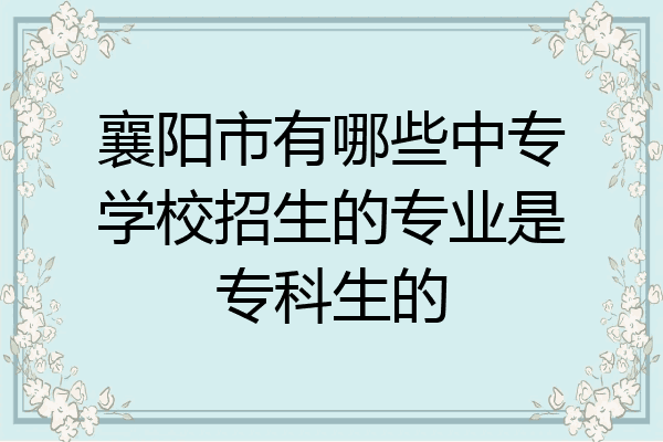 襄阳市有哪些中专学校招生的专业是专科生的