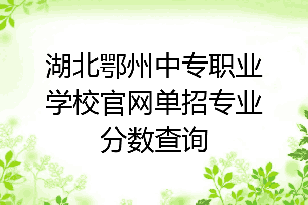 湖北鄂州中专职业学校官网单招专业分数查询