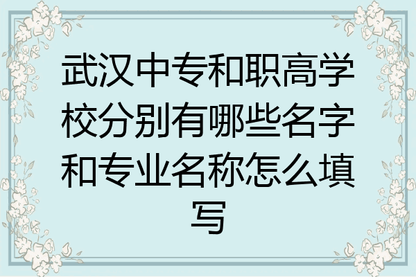 武汉中专和职高学校分别有哪些名字和专业名称怎么填写