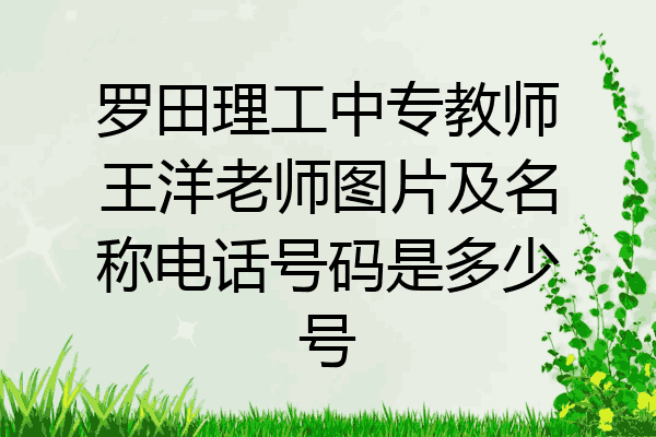 罗田理工中专教师王洋老师图片及名称电话号码是多少号