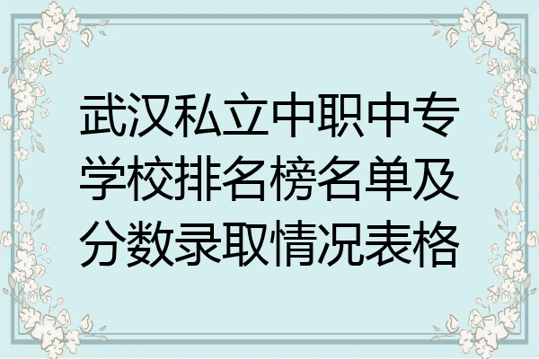 武汉私立中职中专学校排名榜名单及分数录取情况表格