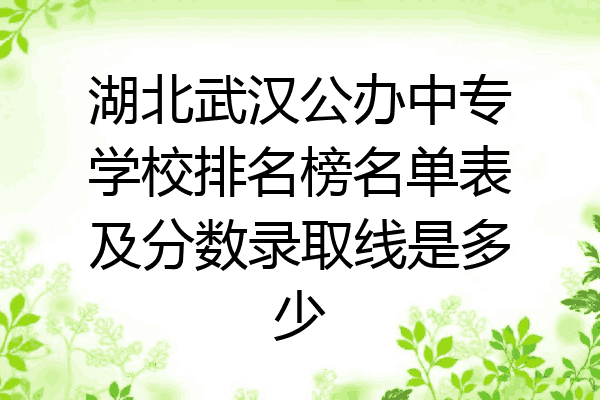 湖北武汉公办中专学校排名榜名单表及分数录取线是多少