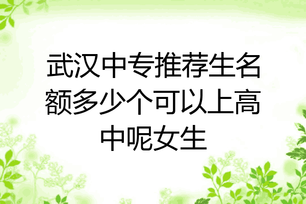 武汉中专推荐生名额多少个可以上高中呢女生