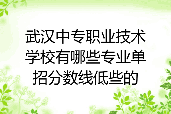 武汉中专职业技术学校有哪些专业单招分数线低些的