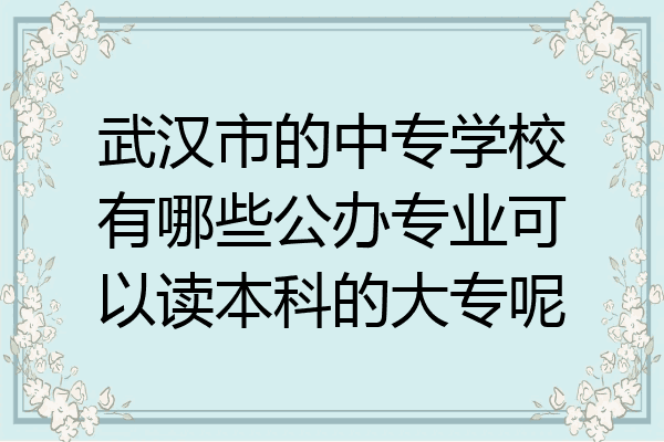 武汉市的中专学校有哪些公办专业可以读本科的大专呢