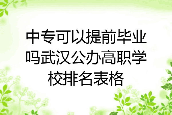 中专可以提前毕业吗武汉公办高职学校排名表格