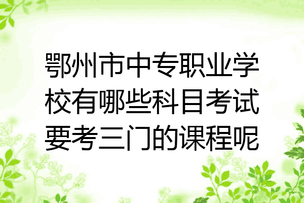 鄂州市中专职业学校有哪些科目考试要考三门的课程呢
