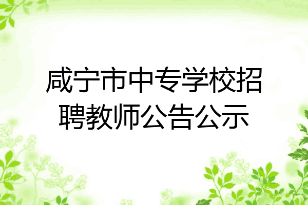 咸宁市中专学校招聘教师公告公示