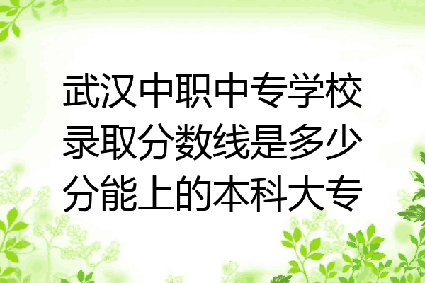 武汉中职中专学校录取分数线是多少分能上的本科大专