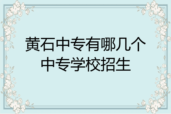 黄石中专有哪几个中专学校招生