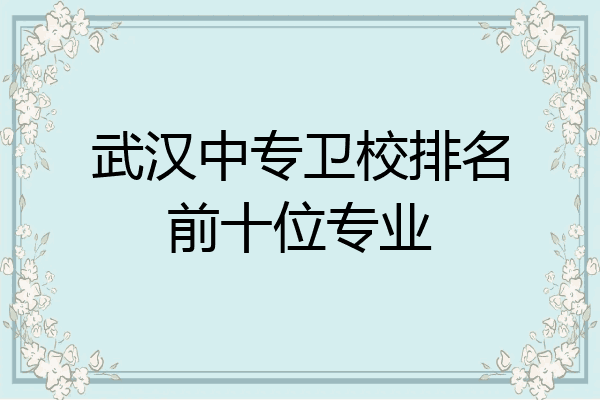 武汉中专卫校排名前十位专业