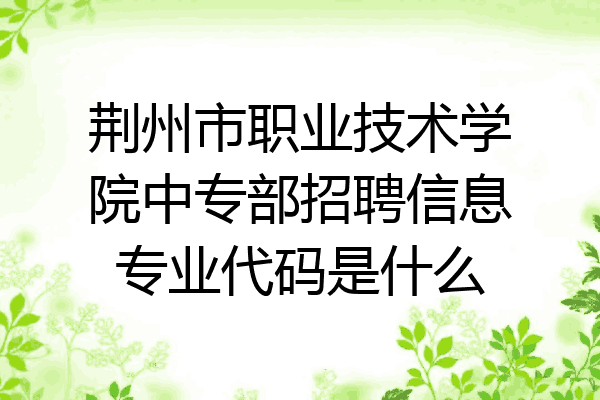 荆州市职业技术学院中专部招聘信息专业代码是什么