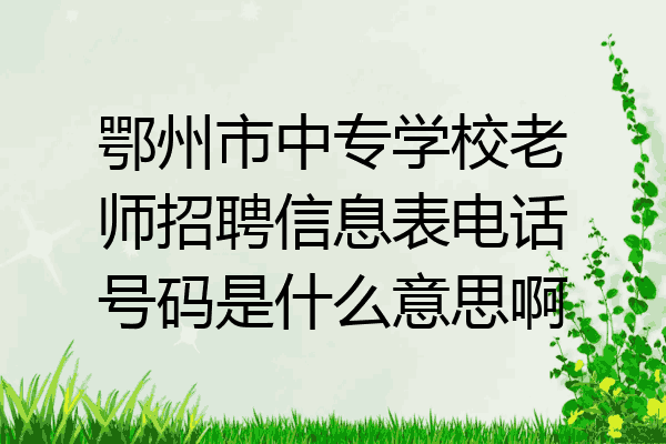 鄂州市中专学校老师招聘信息表电话号码是什么意思啊