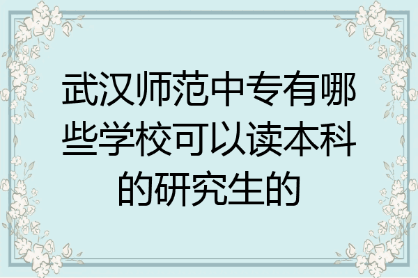 武汉师范中专有哪些学校可以读本科的研究生的