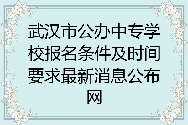 武汉市公办中专学校报名条件及时间要求最新消息公布网