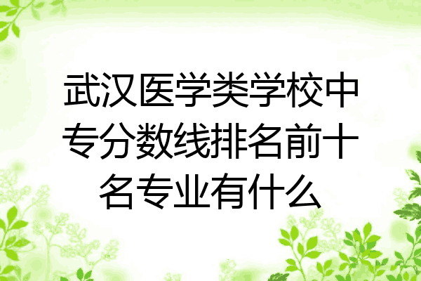 武汉医学类学校中专分数线排名前十名专业有什么