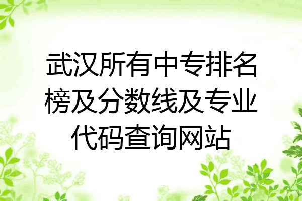 武汉所有中专排名榜及分数线及专业代码查询网站