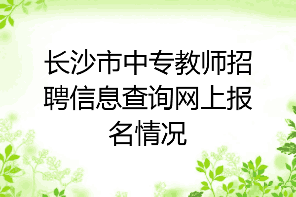 长沙市中专教师招聘信息查询网上报名情况