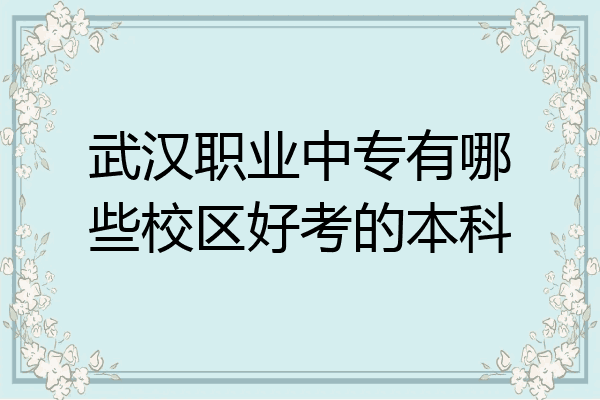 武汉职业中专有哪些校区好考的本科