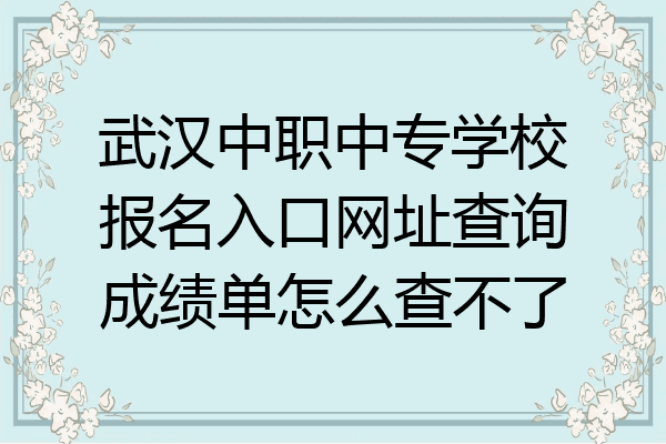 武汉中职中专学校报名入口网址查询成绩单怎么查不了
