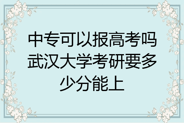 中专可以报高考吗武汉大学考研要多少分能上