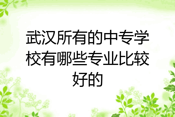 武汉所有的中专学校有哪些专业比较好的