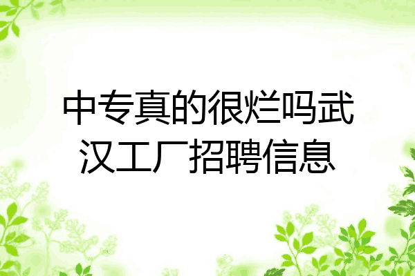 中专真的很烂吗武汉工厂招聘信息