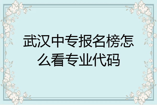 武汉中专报名榜怎么看专业代码