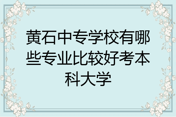 黄石中专学校有哪些专业比较好考本科大学
