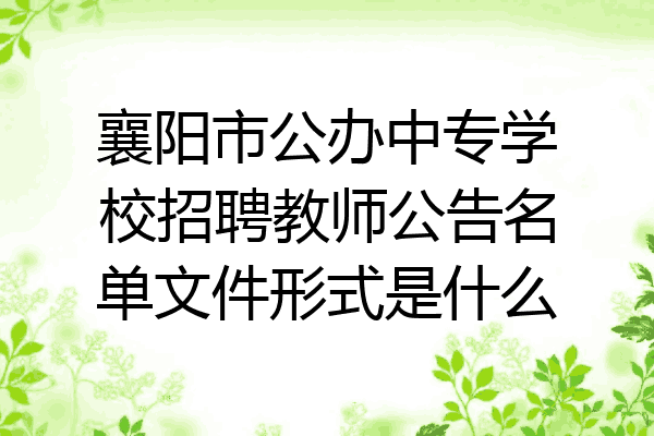 襄阳市公办中专学校招聘教师公告名单文件形式是什么