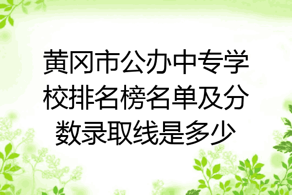 黄冈市公办中专学校排名榜名单及分数录取线是多少