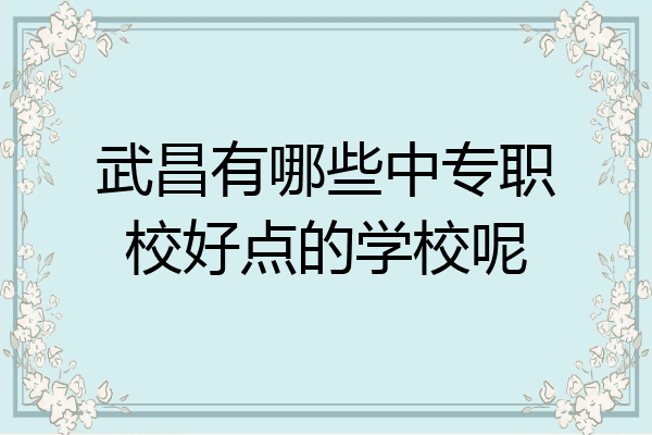 武昌有哪些中专职校好点的学校呢
