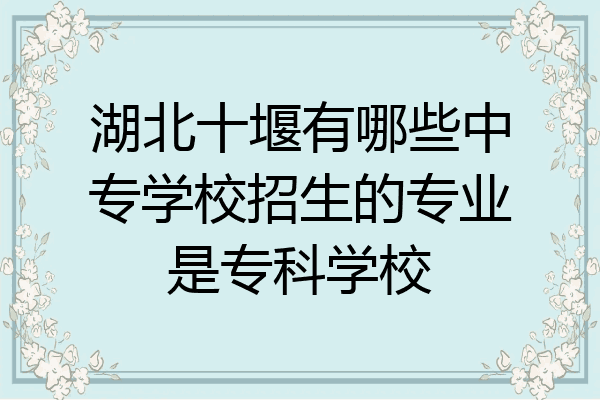 湖北十堰有哪些中专学校招生的专业是专科学校