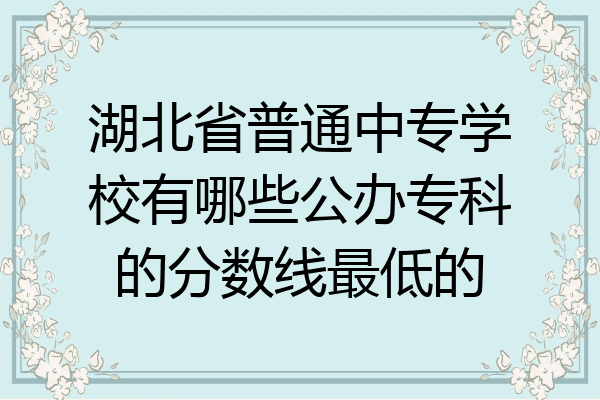 湖北省普通中专学校有哪些公办专科的分数线最低的