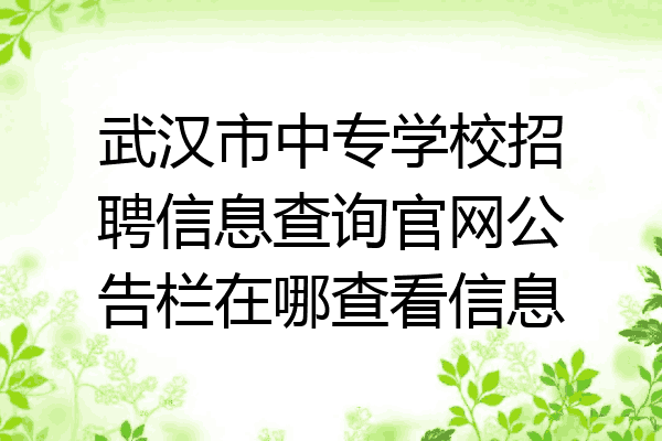 武汉市中专学校招聘信息查询官网公告栏在哪查看信息