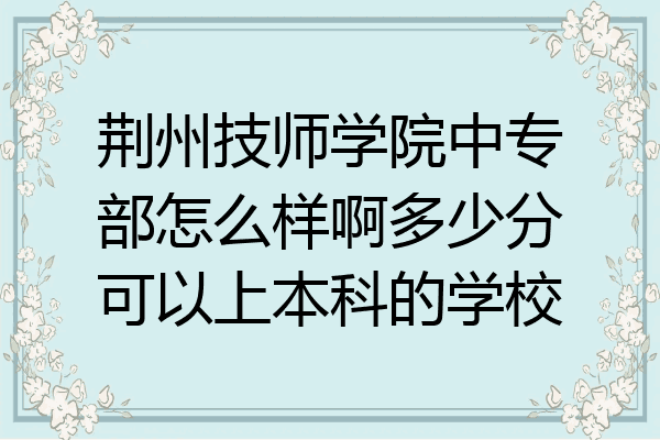 荆州技师学院中专部怎么样啊多少分可以上本科的学校