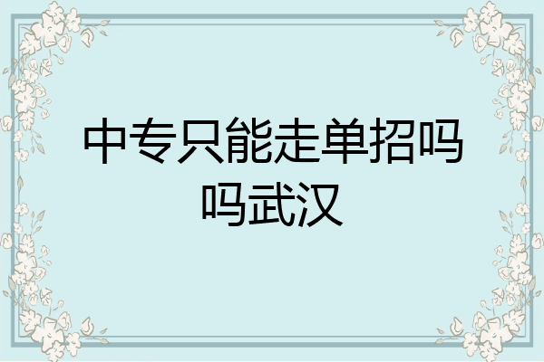 中专只能走单招吗吗武汉