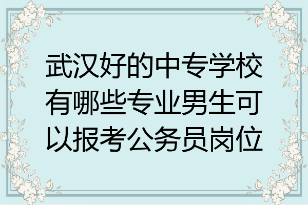 武汉好的中专学校有哪些专业男生可以报考公务员岗位
