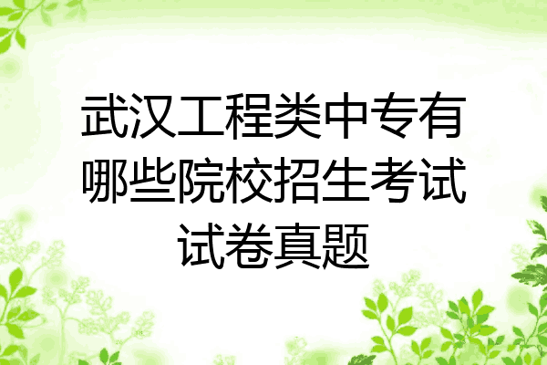武汉工程类中专有哪些院校招生考试试卷真题