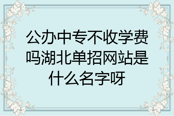 公办中专不收学费吗湖北单招网站是什么名字呀