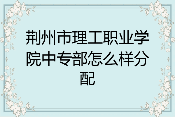 荆州市理工职业学院中专部怎么样分配