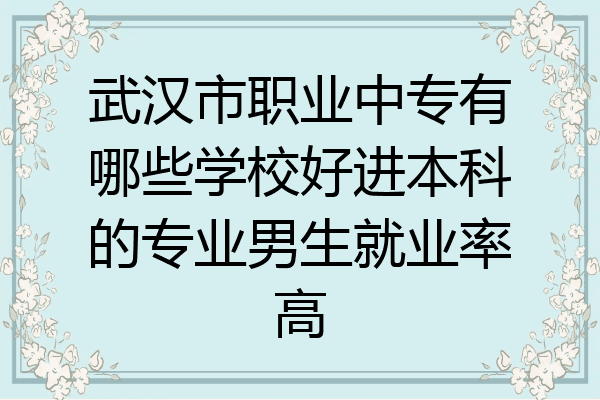 武汉市职业中专有哪些学校好进本科的专业男生就业率高
