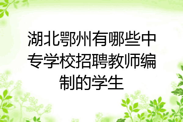 湖北鄂州有哪些中专学校招聘教师编制的学生