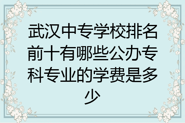 武汉中专学校排名前十有哪些公办专科专业的学费是多少